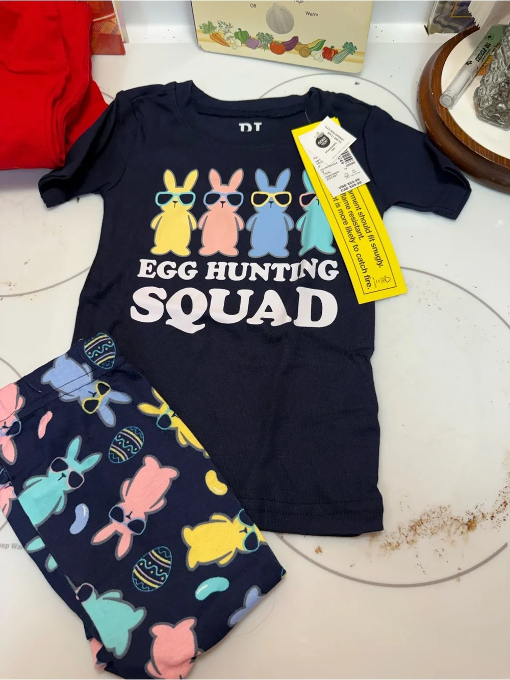 The Children's Place Navy 'Egg Hunting Squad' Pajama Set - Pastel Bunny Prints